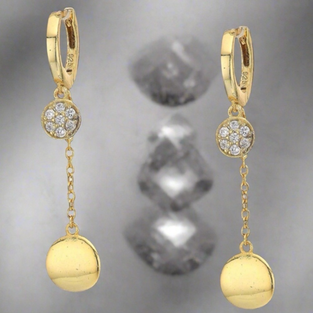 NWT The Shashi® Chiara Gold Vermeil with Disc Pendant & Pave Accented Minimalist